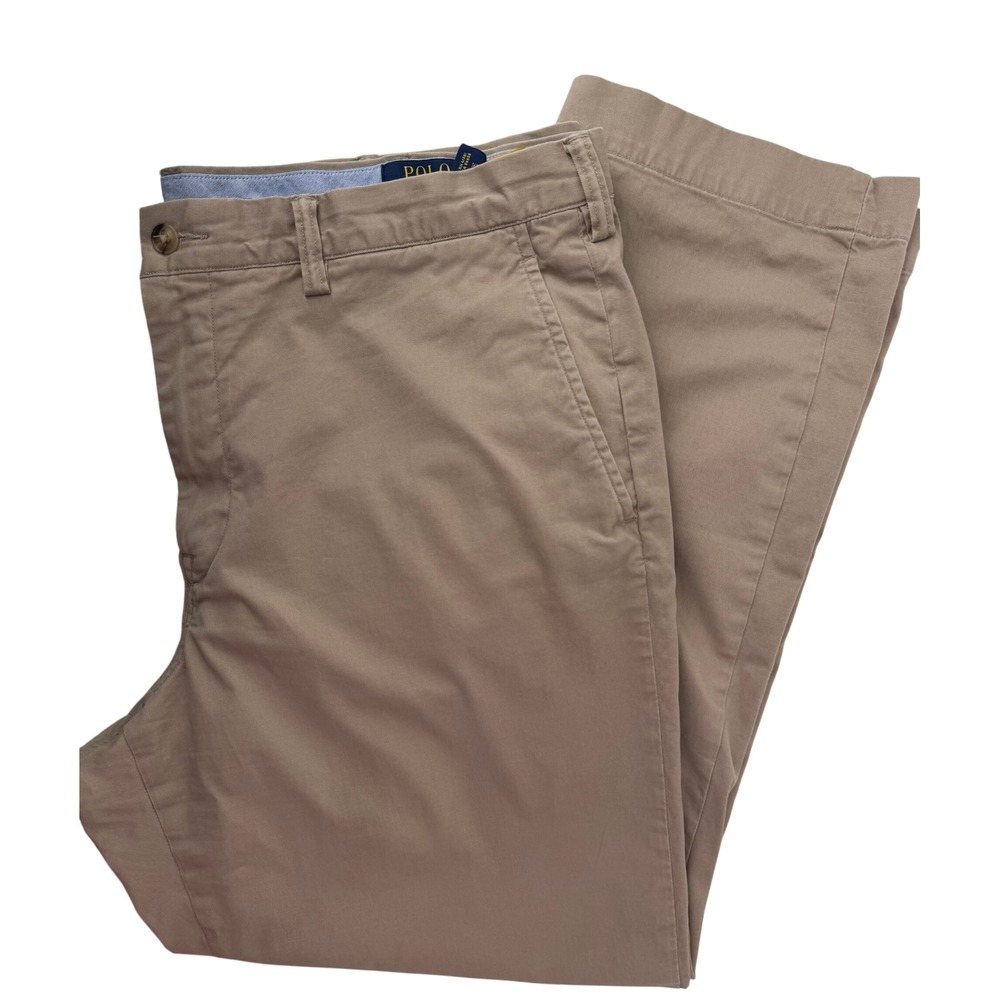 Polo Ralph Lauren Stretch Straight Fit Chino Pants Mens 38x30 Khaki Tan Twill